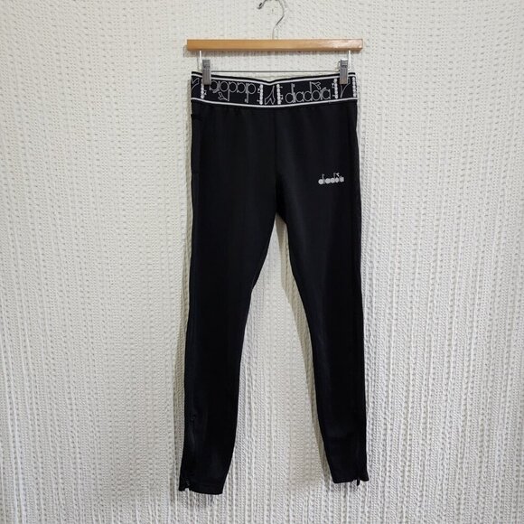 Vintage Diadora Women's Black Athletic Leggings Running Tech Tights Size Small - Picture 7 of 14